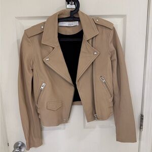 NWOT IRO Beige Leather Biker Jacket